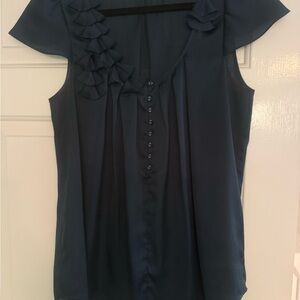 Gap Women's Navy Ruffle Cap-Sleeve Blouse